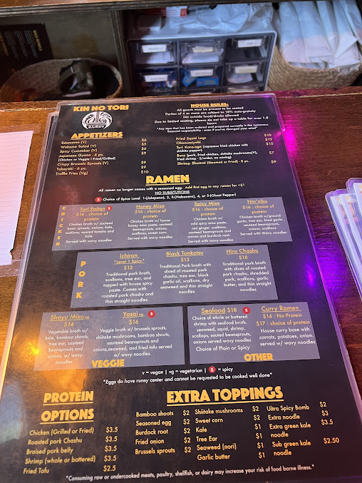 Menu Kin No Tori Ramen Bar Midtown Atlanta - 23