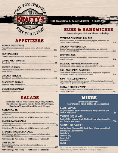 Menu Krafty's Pizza Pub - 20