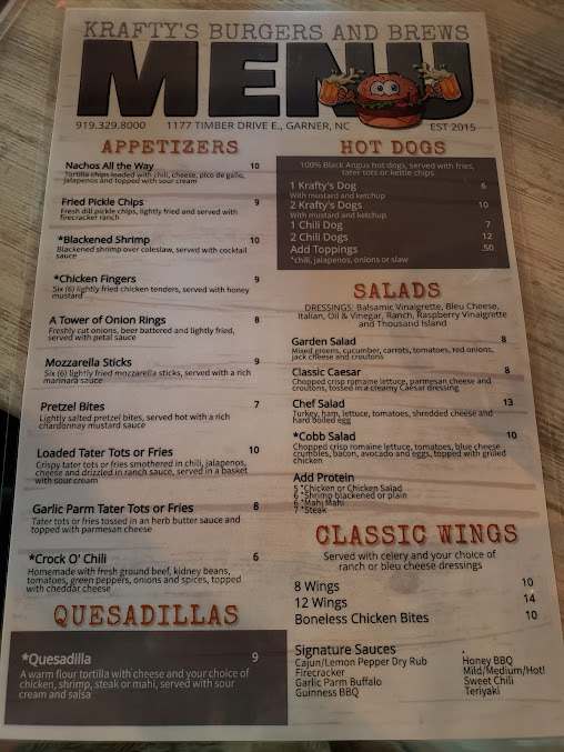 Menu Krafty's Pizza Pub - 23