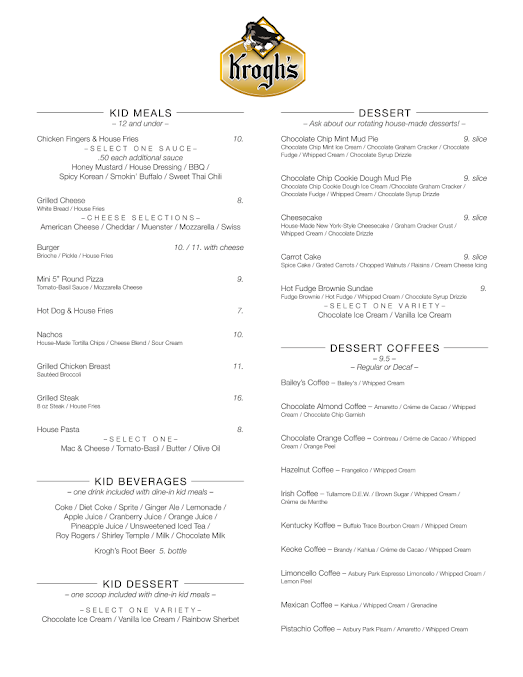 Menu Kroghs Restaurant Brew Pub - 20