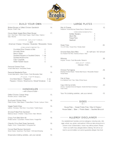 Menu Kroghs Restaurant Brew Pub - 22