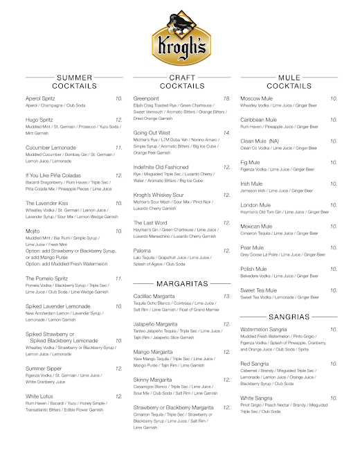 Menu Kroghs Restaurant Brew Pub - 24