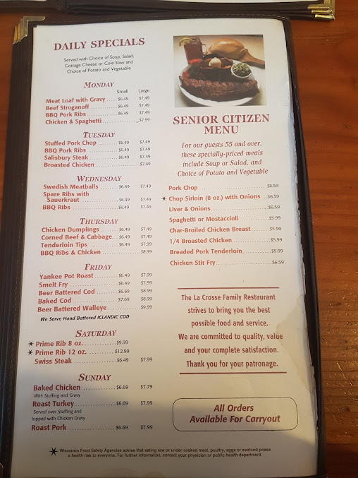 Menu La Crosse Family Restaurant - 28
