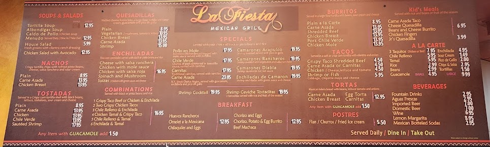 Menu La Fiesta Mexican Grill - 18