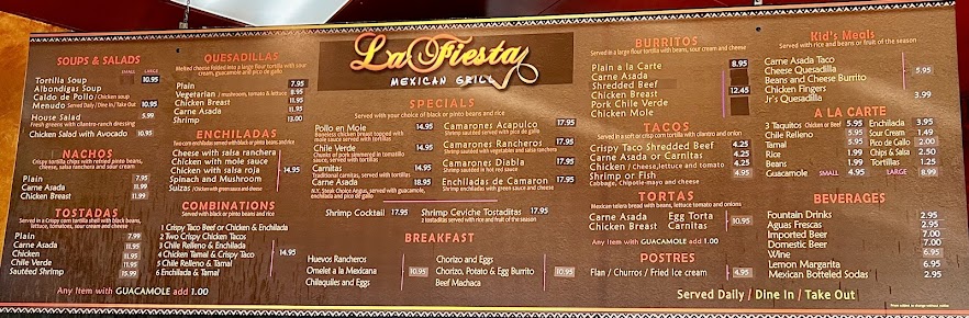 Menu La Fiesta Mexican Grill - 21