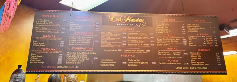 Menu La Fiesta Mexican Grill - 27