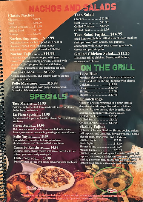 Menu La Plaza Bonita Mexican Restaurant - 20