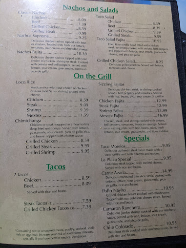 Menu La Plaza Bonita Mexican Restaurant - 22