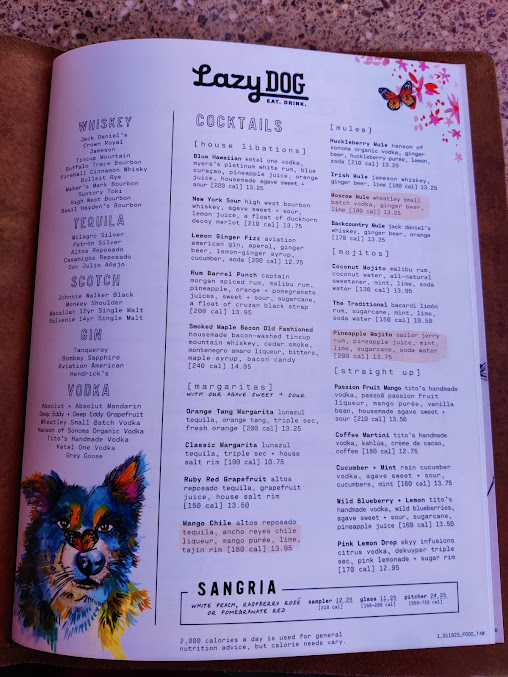 Menu Lazy Dog Restaurant Bar Torrance - 23