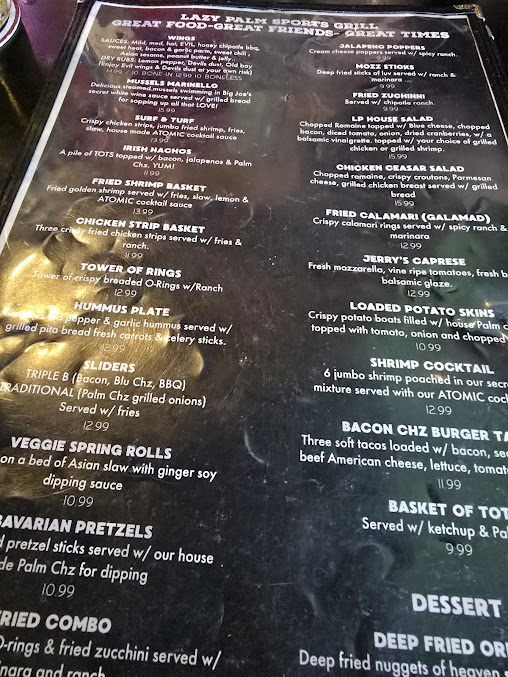 Menu Lazy Palm Sports Grill - 29
