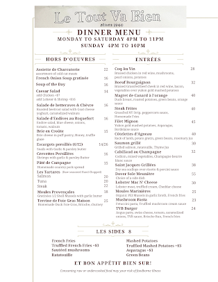 Menu Le Tout Va Bien - French Restaurant - 20