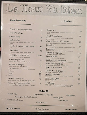 Menu Le Tout Va Bien - French Restaurant - 23