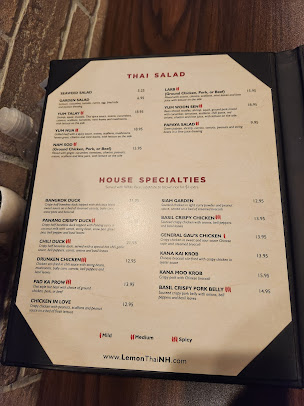 Menu Lemon Thai Cuisine Manchester Nh - 20