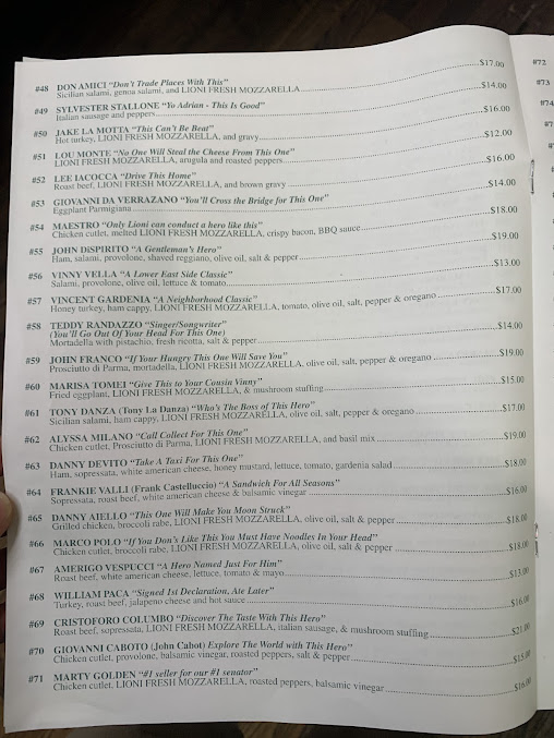Menu Lioni Italian Heroes - 25