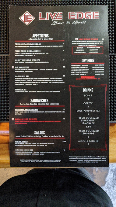 Menu Live Edge Bar Grill - 25