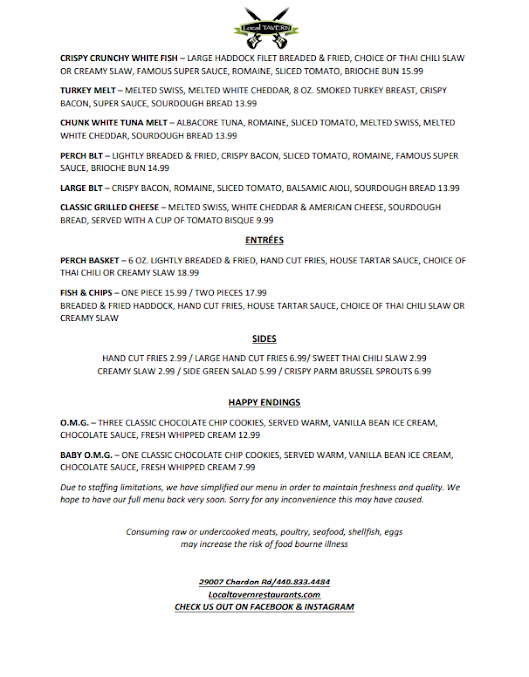 Menu Local Tavern Willoughby Hills - 21