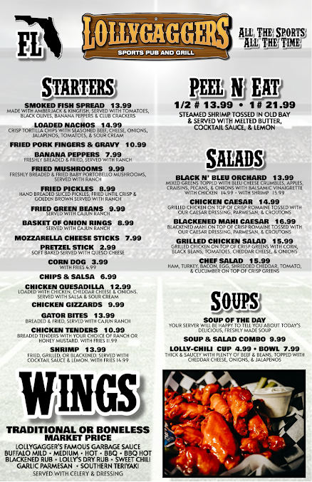 Menu Lollygaggers Sports Pub Grill Wildwood - 21