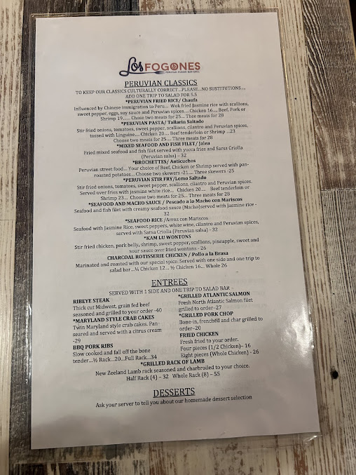Menu Los Fogones Restaurant Peruvian Fusion - 20