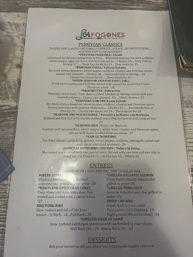 Menu Los Fogones Restaurant Peruvian Fusion - 21