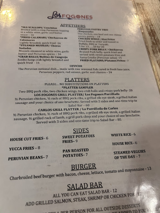 Menu Los Fogones Restaurant Peruvian Fusion - 22