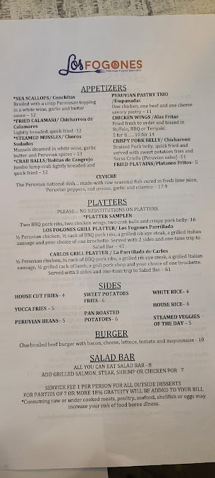 Menu Los Fogones Restaurant Peruvian Fusion - 26