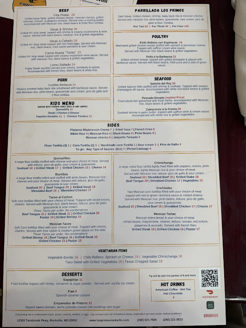 Menu Los Primos Latin American Cuisine - 18