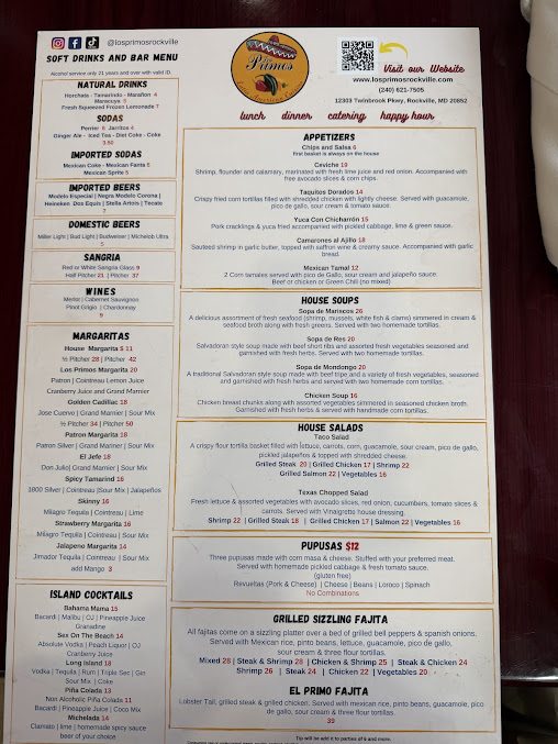 Menu Los Primos Latin American Cuisine - 19