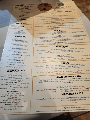 Menu Los Primos Latin American Cuisine - 23