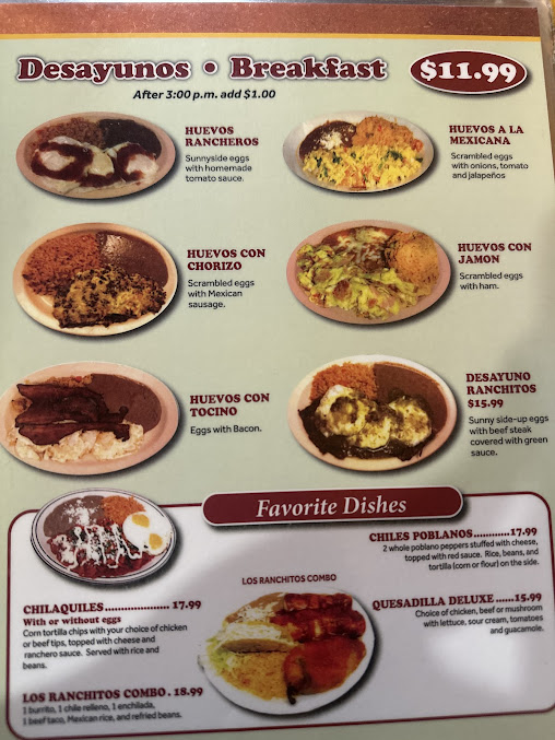 Menu Los Ranchitos Mexican Restaurant Kewanee - 23