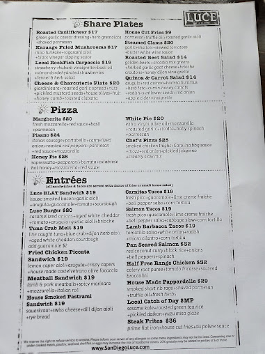 Menu Luce Bar Kitchen - 20