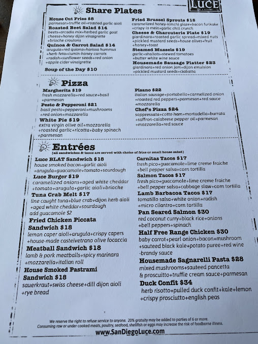 Menu Luce Bar Kitchen - 22
