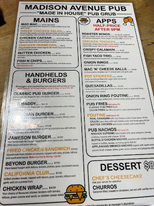 Menu Madison Avenue Pub - 28