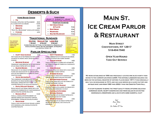 Menu Main Street Ice Cream Parlor - 21