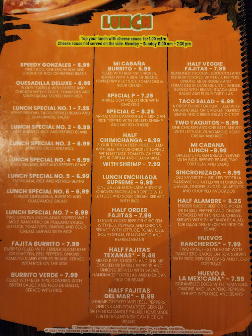 Menu Mi Cabana Mexican Restaurant #10 - 23