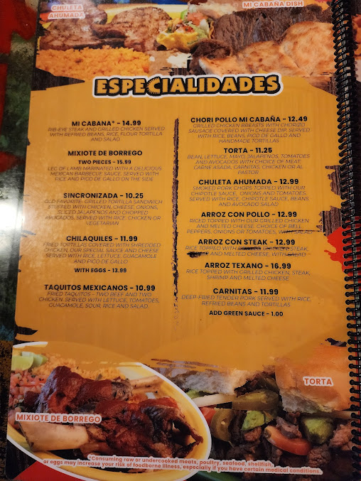 Menu Mi Cabana Mexican Restaurant #10 - 24