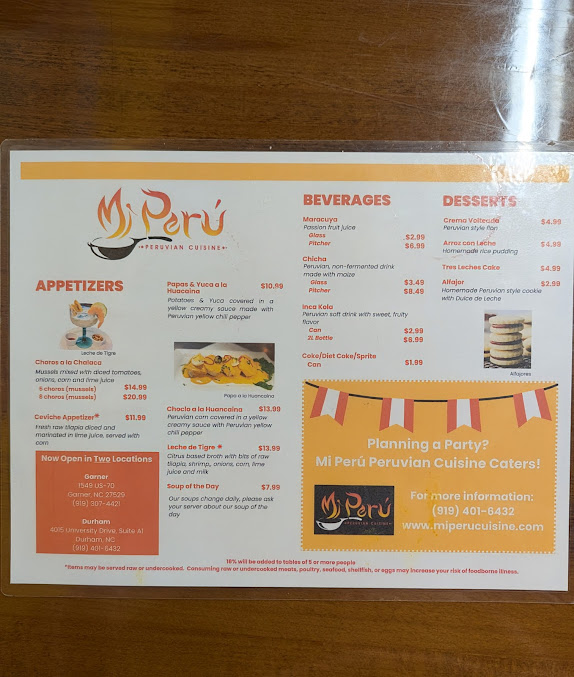Menu Mi Perú Peruvian Cuisine - 20