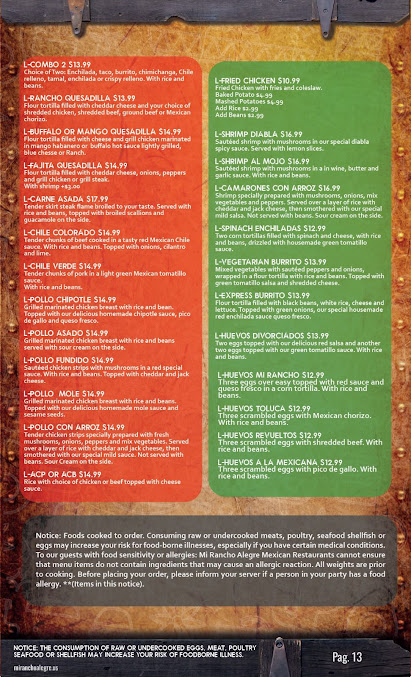 Menu Mi Rancho Alegre - 20