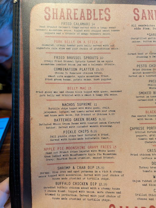 Menu Moonrunners Saloon - South Garner - 22