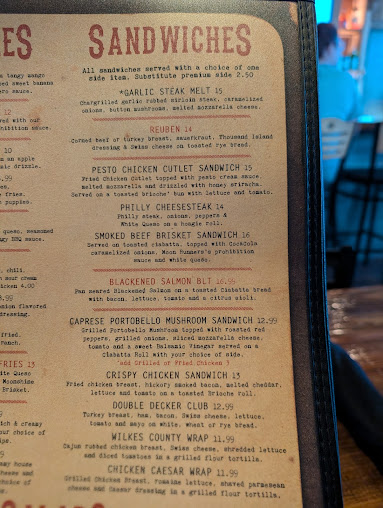 Menu Moonrunners Saloon - South Garner - 27