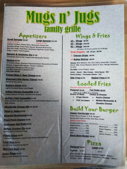 Menu Mugs N Jugs Family Grille - 25