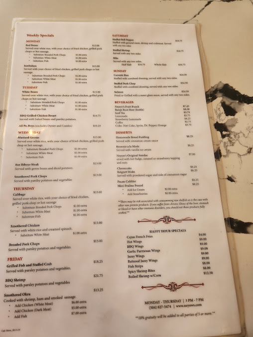 Menu New Orleans Creole Cafe - 22