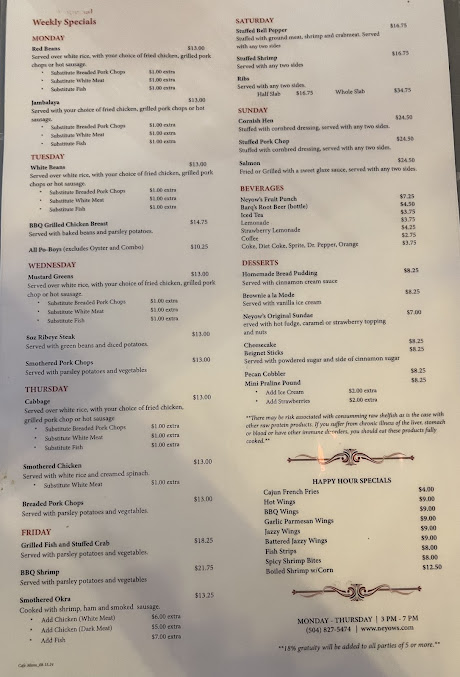 Menu New Orleans Creole Cafe - 27