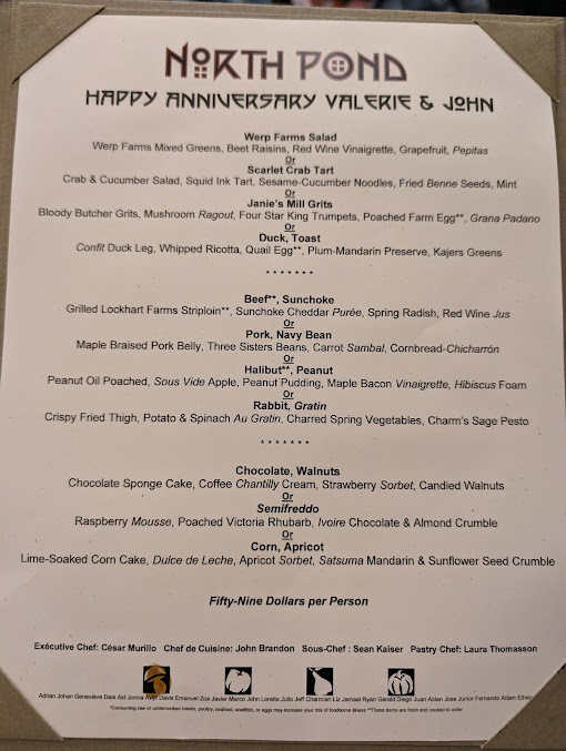 Menu North Pond - 27
