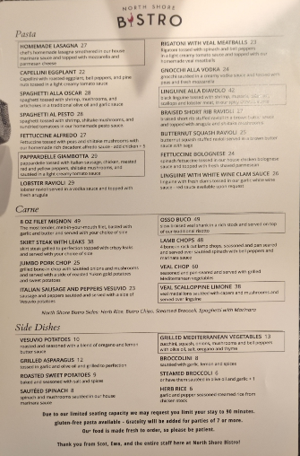 Menu North Shore Bistro - 20