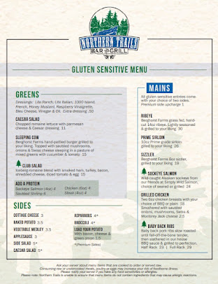 Menu Northern Trails Bar Grill - 16