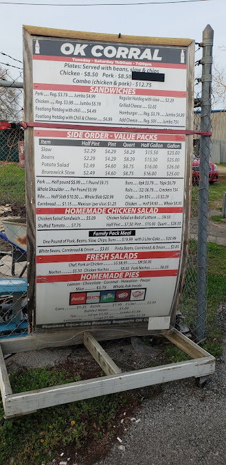 Menu O K Corral Barbecue Restaurant - 8