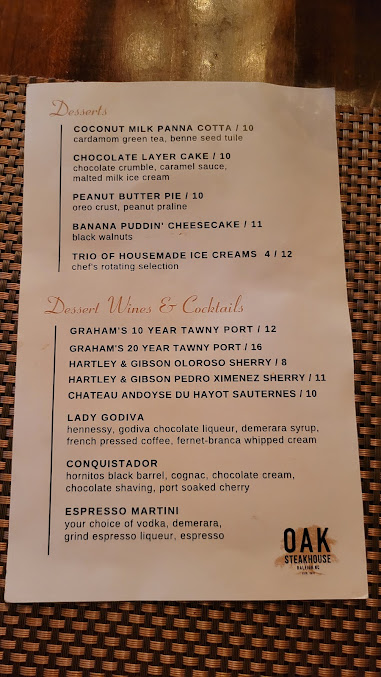 Menu Oak Steakhouse - 28