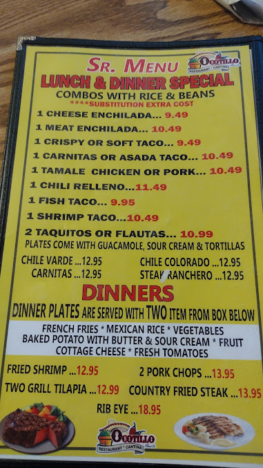 Menu Ocotillo Restaurant And Cantina - 22