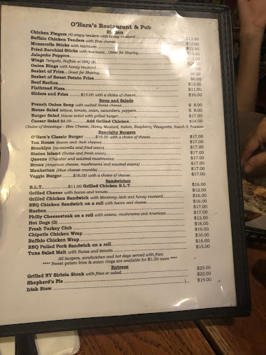 Menu O'hara's Restaurant And Pub - 25