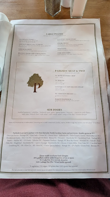 Menu Parkside Restaurant - 23